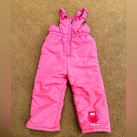 PINK PLATINUM Girls Snowpants Pink Snowbib Size 24 Months - Picture 1 of 4